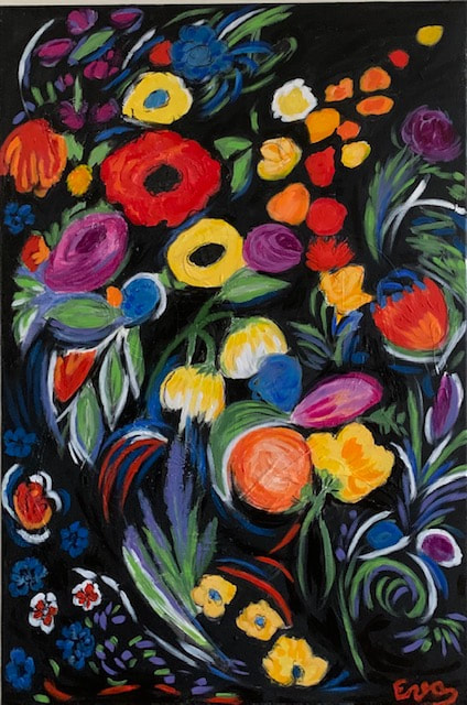 peinture fleurs contemporaine