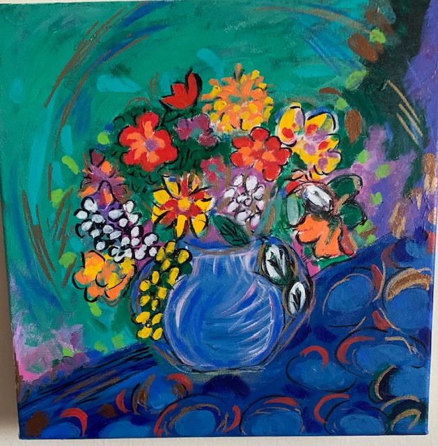 toile peinte fleurs