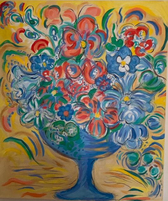 peinture fleurs moderne
